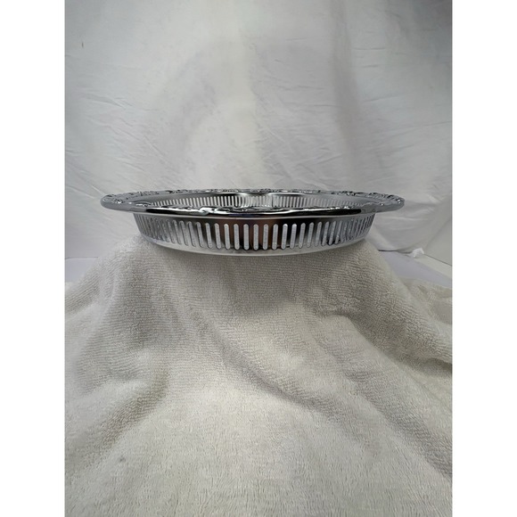 Vintage Shelton-Ware Serving Tray 13" Round Ornate Silver Toned Pierced Gallery - Picture 2 of 7